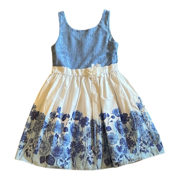 Emily West Blue and White Sleeveless Sundress for Weddings, size 12 - Picture 6 of 6